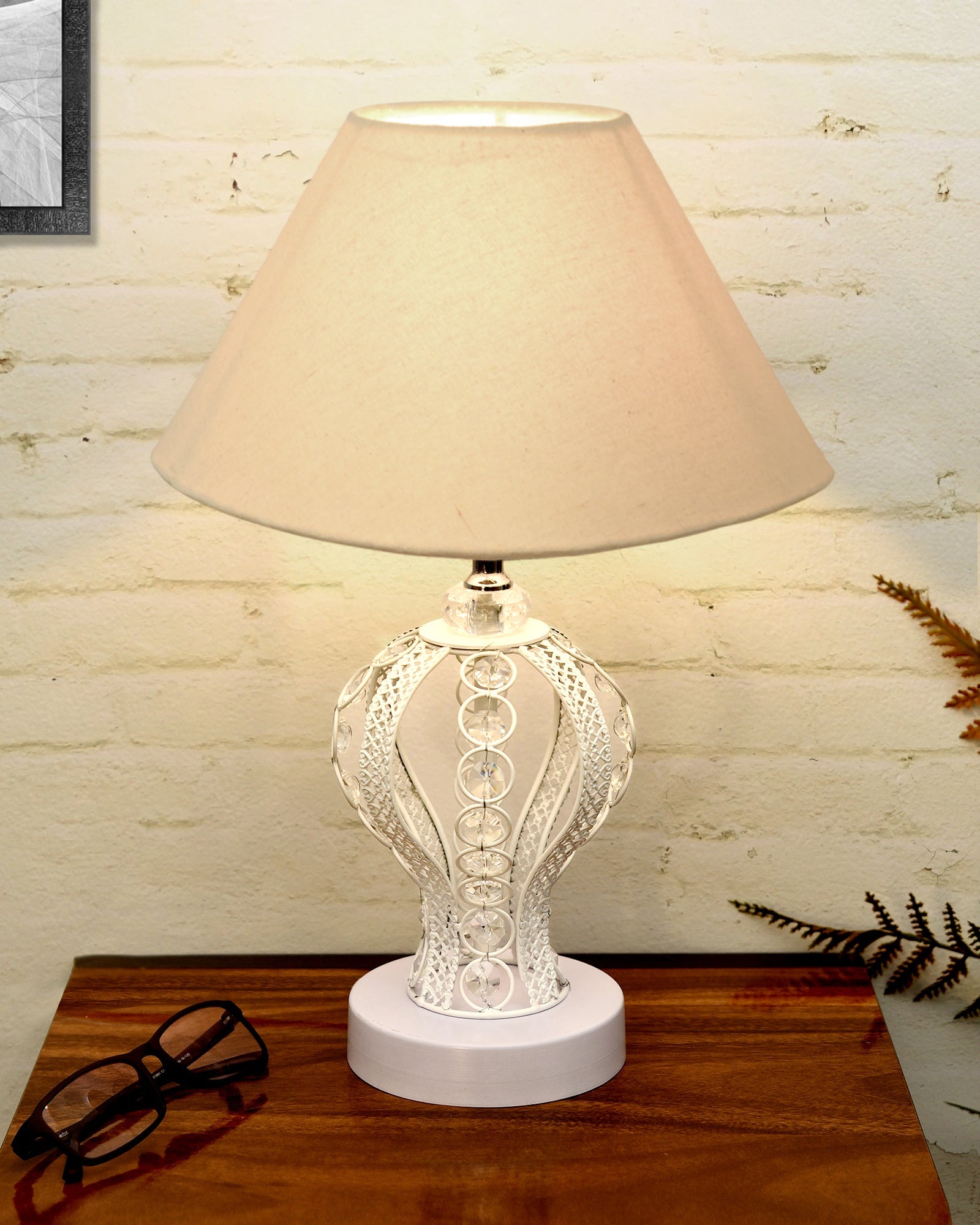 Modern Round Small Crystal Table Lamp,Contemporary Bedroom Bedside Nightstand Lamp,Desk Globe Lamp for Living Room Girls Kids Room, Strippy Vase , Grey Pleated