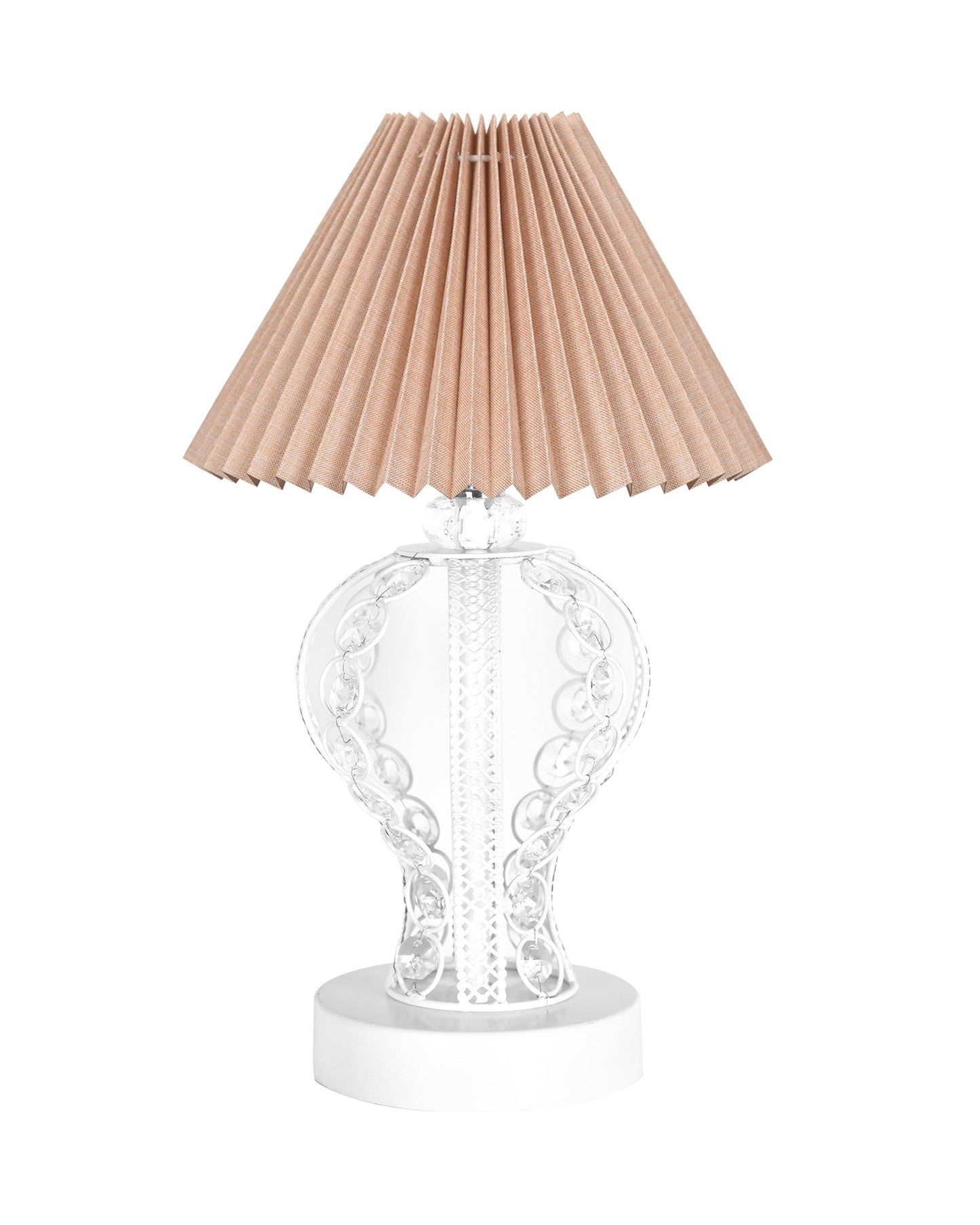 Modern Round Small Crystal Table Lamp,Contemporary Bedroom Bedside Nightstand Lamp,Desk Globe Lamp for Living Room Girls Kids Room, Strippy Vase , Grey Pleated