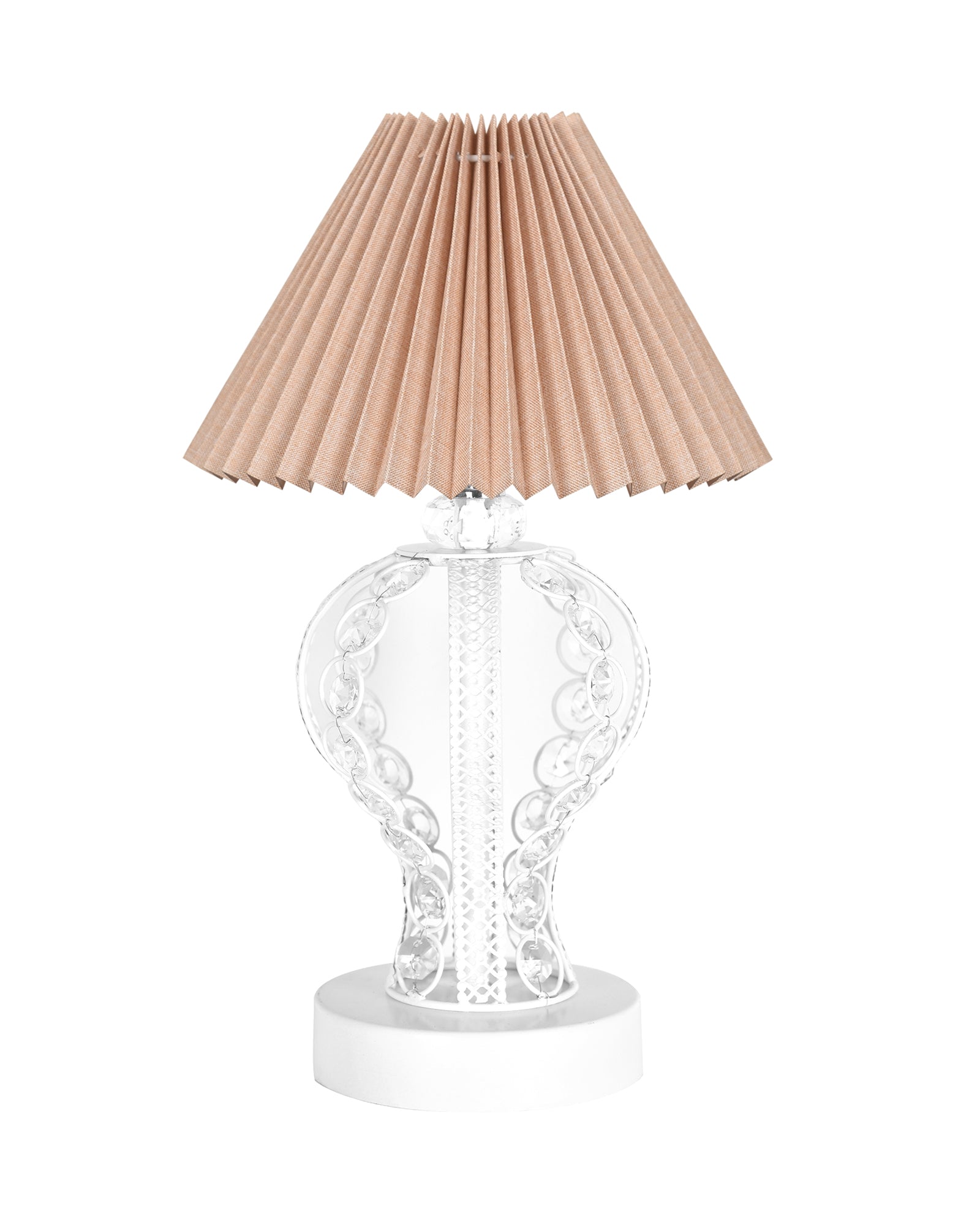 Modern Round Small Crystal Table Lamp,Contemporary Bedroom Bedside Nightstand Lamp,Desk Globe Lamp for Living Room Girls Kids Room, Strippy Vase , Grey Pleated
