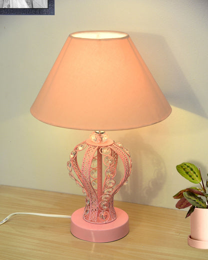 Modern Round Small Crystal Table Lamp,Contemporary Bedroom Bedside Nightstand Lamp,Desk Globe Lamp for Living Room Girls Kids Room, Goglet, White Cone