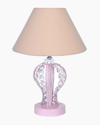 Modern Round Small Crystal Table Lamp,Contemporary Bedroom Bedside Nightstand Lamp,Desk Globe Lamp for Living Room Girls Kids Room, Goglet, White Cone