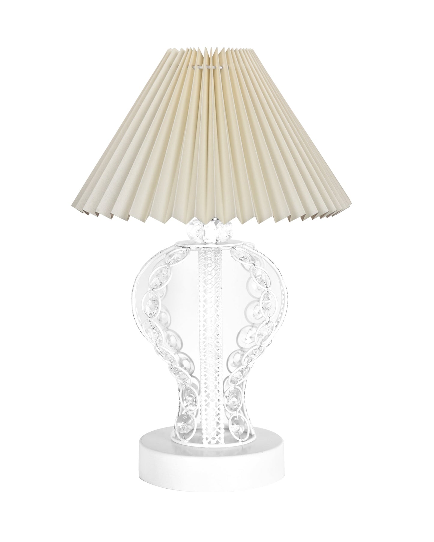 Modern Round Small Crystal Table Lamp,Contemporary Bedroom Bedside Nightstand Lamp,Desk Globe Lamp for Living Room Girls Kids Room, Strippy Vase , Grey Pleated