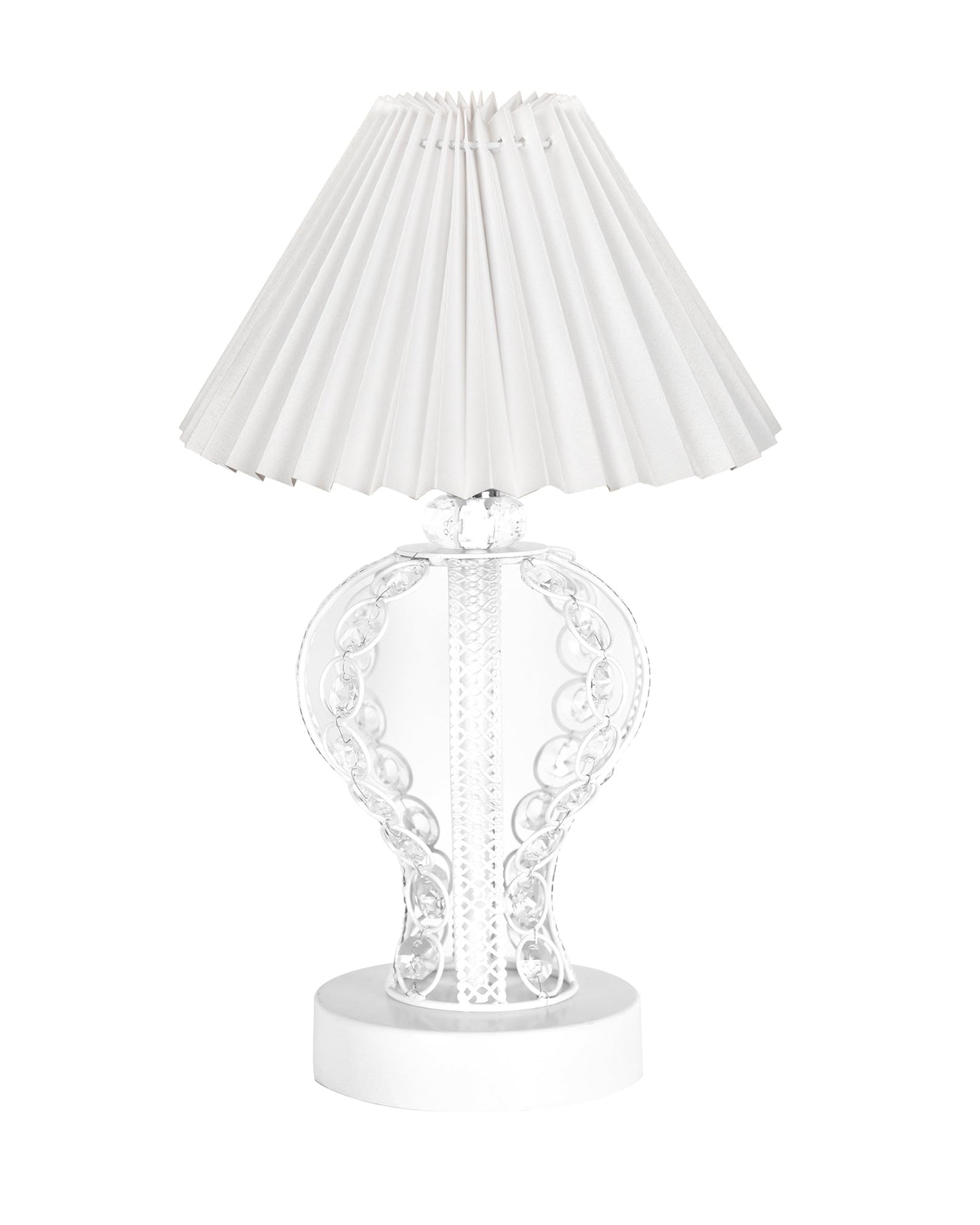 Modern Round Small Crystal Table Lamp,Contemporary Bedroom Bedside Nightstand Lamp,Desk Globe Lamp for Living Room Girls Kids Room, Strippy Vase , Grey Pleated