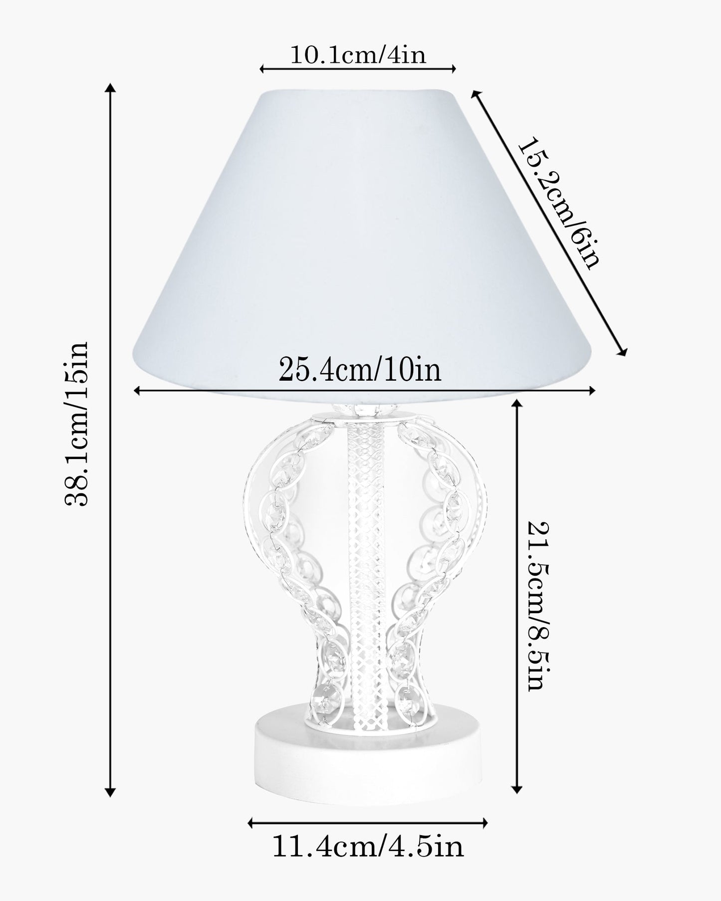 Modern Round Small Crystal Table Lamp,Contemporary Bedroom Bedside Nightstand Lamp,Desk Globe Lamp for Living Room Girls Kids Room, Goglet, White Cone