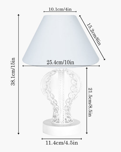 Modern Round Small Crystal Table Lamp,Contemporary Bedroom Bedside Nightstand Lamp,Desk Globe Lamp for Living Room Girls Kids Room, Goglet, White Cone