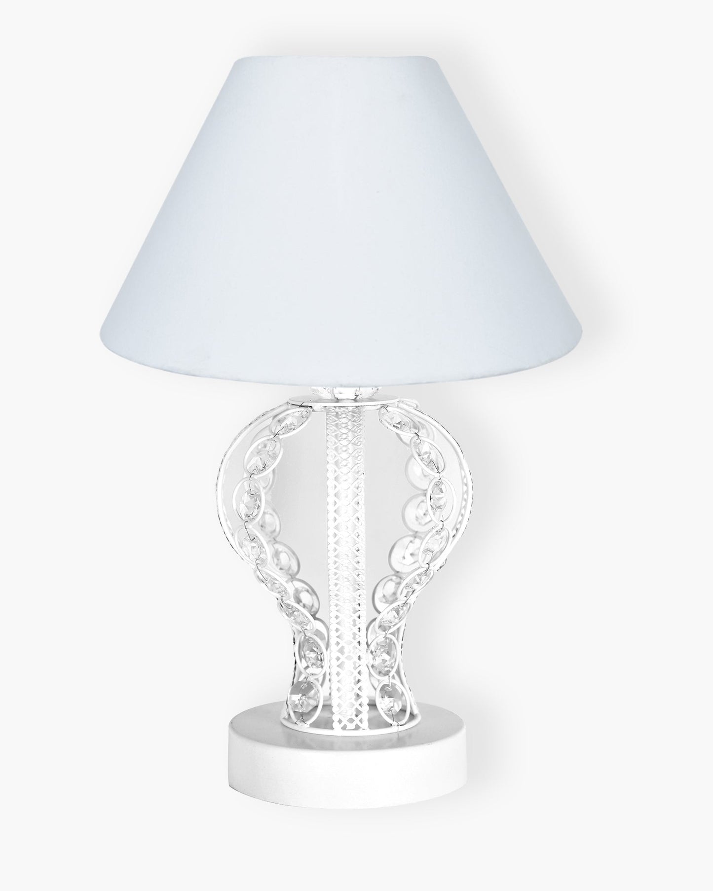 Modern Round Small Crystal Table Lamp,Contemporary Bedroom Bedside Nightstand Lamp,Desk Globe Lamp for Living Room Girls Kids Room, Goglet, White Cone