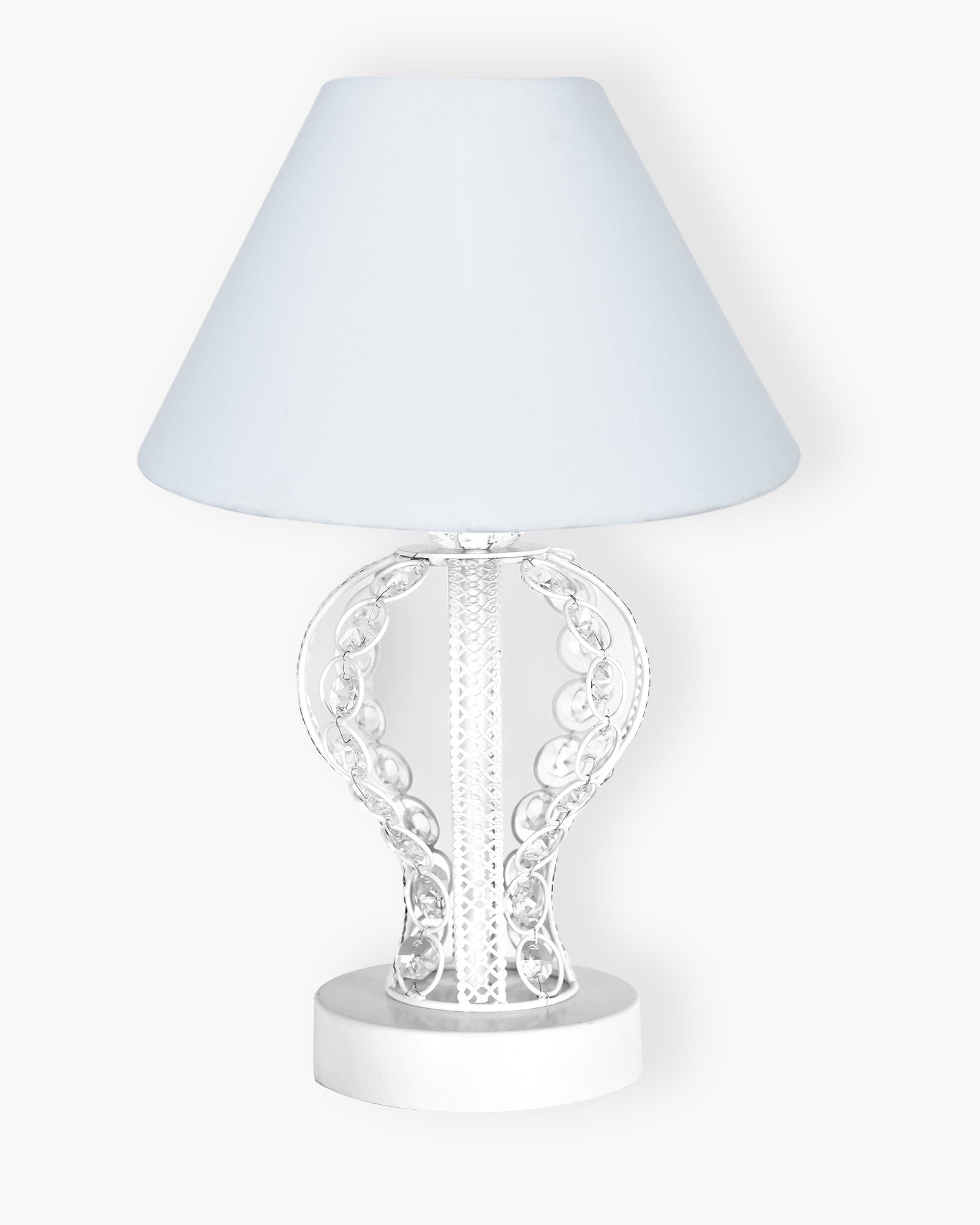 Modern Round Small Crystal Table Lamp,Contemporary Bedroom Bedside Nightstand Lamp,Desk Globe Lamp for Living Room Girls Kids Room, Goglet, White Cone