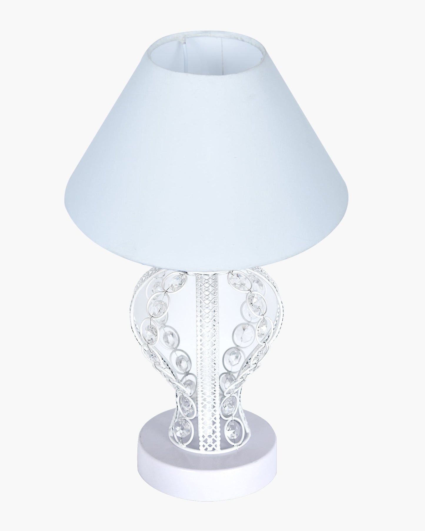 Modern Round Small Crystal Table Lamp,Contemporary Bedroom Bedside Nightstand Lamp,Desk Globe Lamp for Living Room Girls Kids Room, Goglet, White Cone