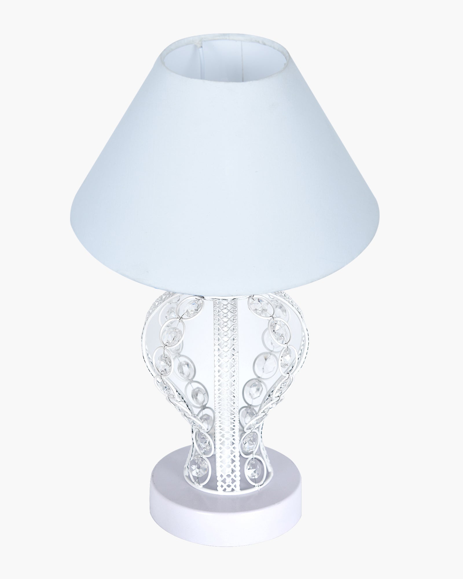 Modern Round Small Crystal Table Lamp,Contemporary Bedroom Bedside Nightstand Lamp,Desk Globe Lamp for Living Room Girls Kids Room, Goglet, White Cone