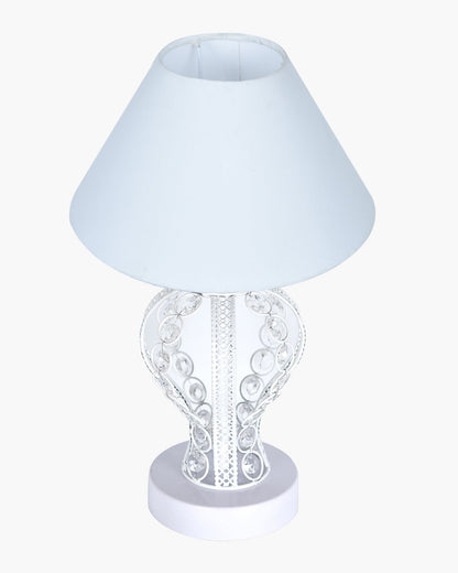 Modern Round Small Crystal Table Lamp,Contemporary Bedroom Bedside Nightstand Lamp,Desk Globe Lamp for Living Room Girls Kids Room, Goglet, White Cone
