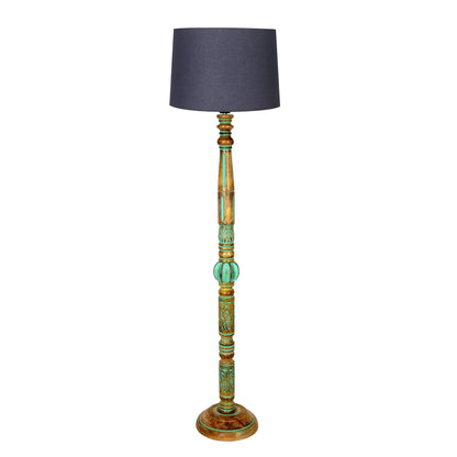 Royal Carving Antique Algae finish wooden floor lamp with Fabric Bird Shade