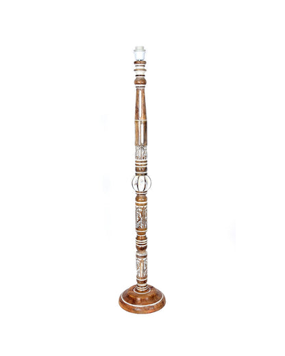 Royal Carving Antique White finish wooden floor lamp with Fabric Bird Shade