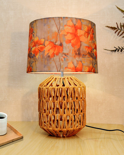 Seagrass Weave Table Lamp Coastal Cottage Bedside Desk Nightstand Lamp for Bedroom Living Room Office College Bookcase Natural Handmade Oval, Bird Drum
