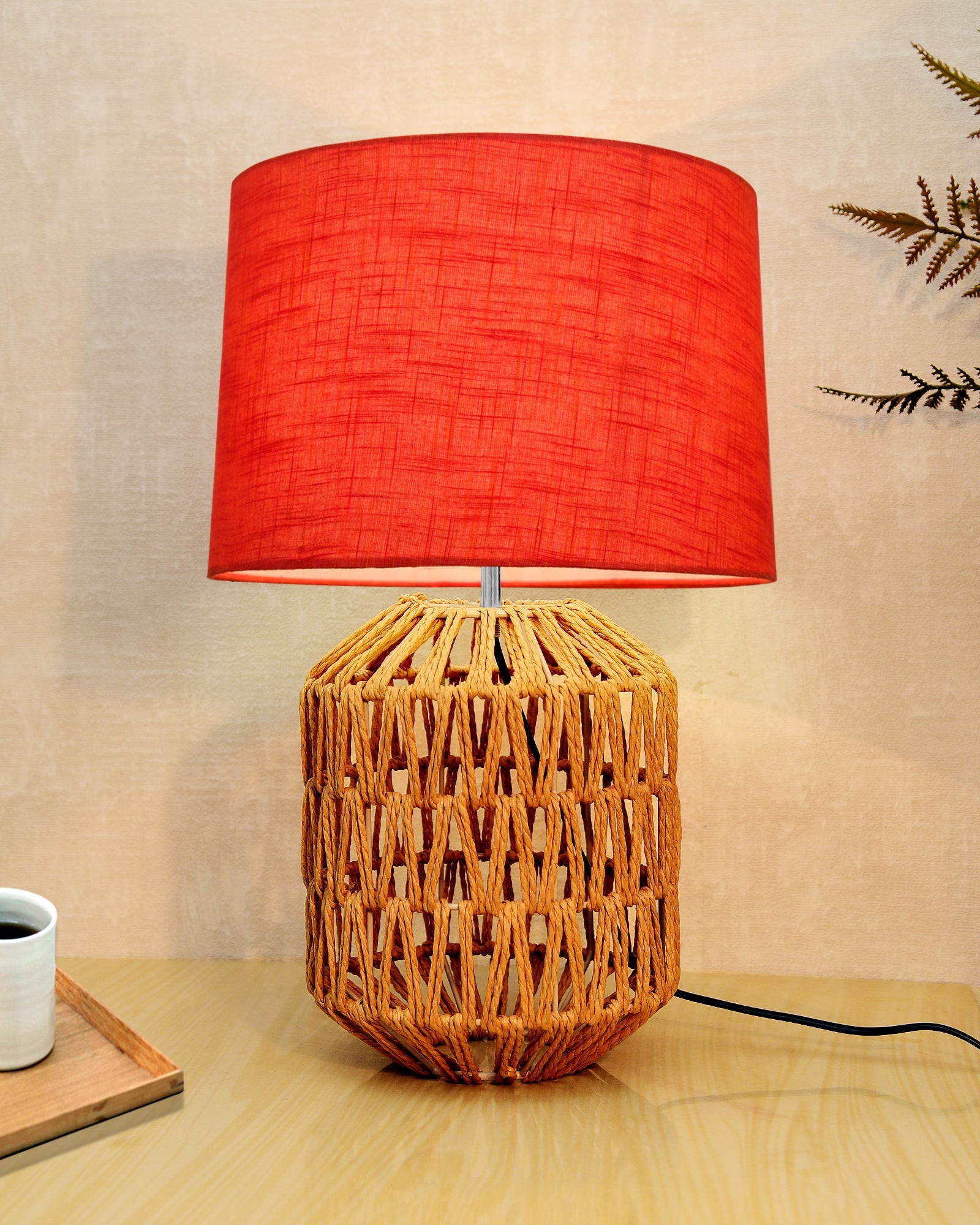 Seagrass Weave Table Lamp Coastal Cottage Bedside Desk Nightstand Lamp for Bedroom Living Room Office College Bookcase Natural Handmade Oval, Bird Drum