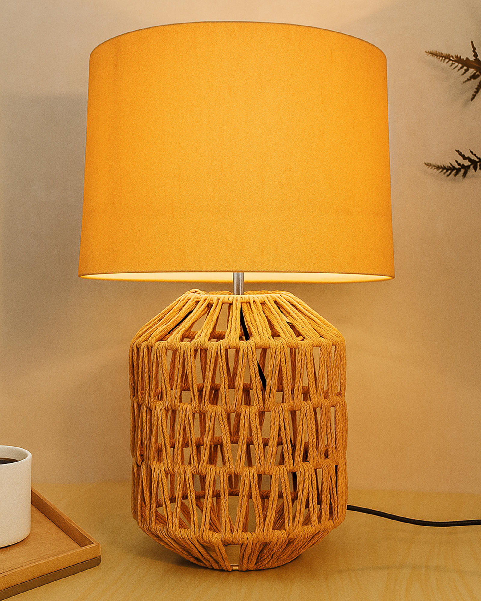 Seagrass Weave Table Lamp Coastal Cottage Bedside Desk Nightstand Lamp for Bedroom Living Room Office College Bookcase Natural Handmade Oval, Bird Drum