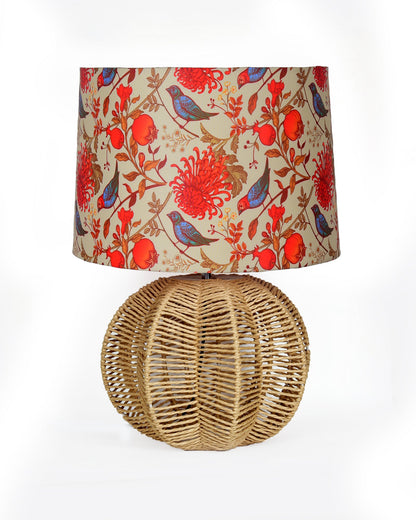 Seagrass Weave Table Lamp Coastal Cottage Bedside Desk Nightstand Lamp for Bedroom Living Room Office College Bookcase Natural Handmade Sphere, Bird Drum