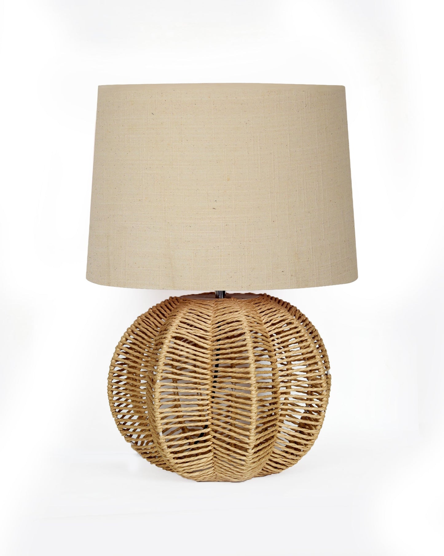 Seagrass Weave Table Lamp Coastal Cottage Bedside Desk Nightstand Lamp for Bedroom Living Room Office College Bookcase Natural Handmade Sphere, Bird Drum