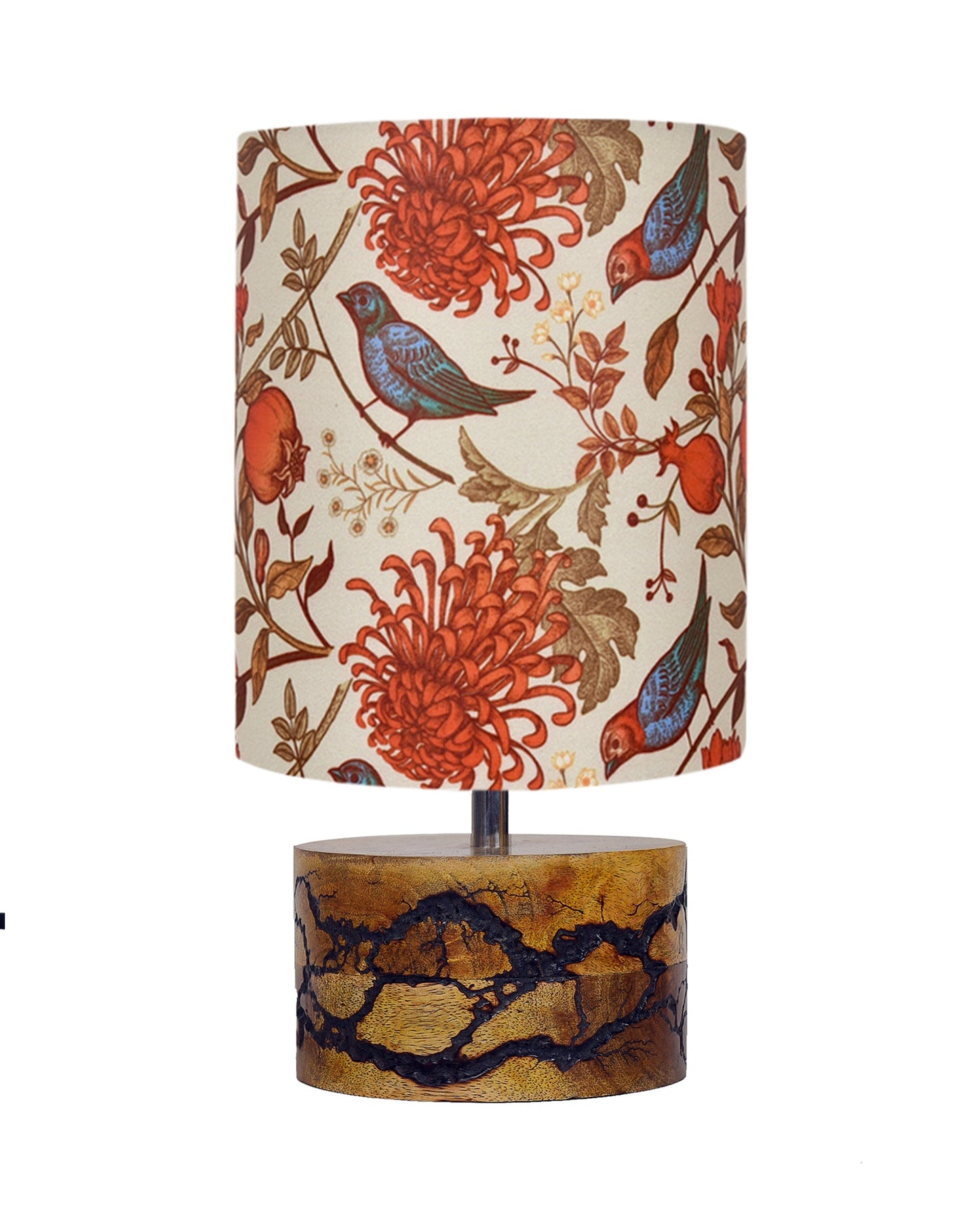 Classic Wood Lampshade Nightstand Lamps, Antique Base E27 Creative Bedside Lamps for Bedroom, Office, Gift, Shocker Fractal, Khadi