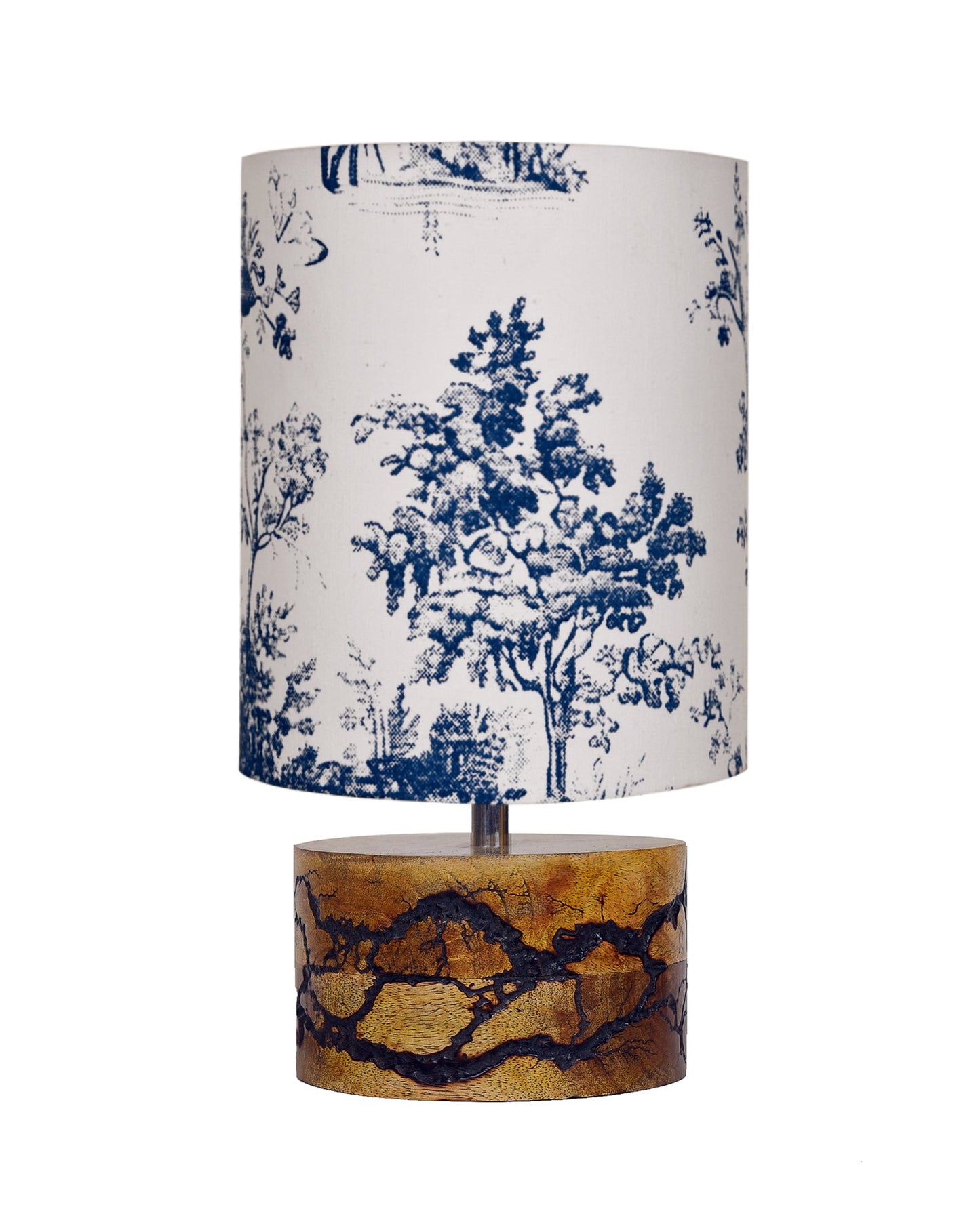 Classic Wood Lampshade Nightstand Lamps, Antique Base E27 Creative Bedside Lamps for Bedroom, Office, Gift, Shocker Fractal, Khadi