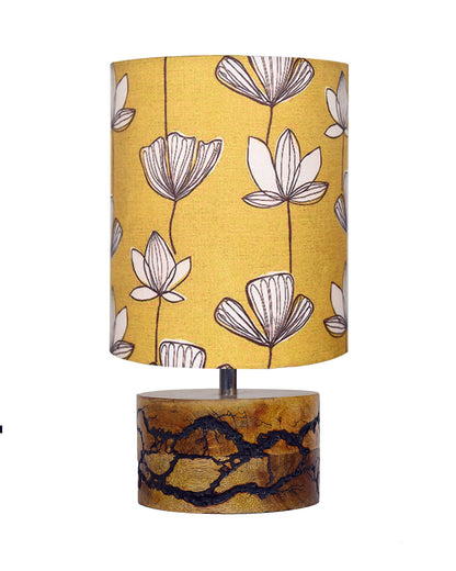 Classic Wood Lampshade Nightstand Lamps, Antique Base E27 Creative Bedside Lamps for Bedroom, Office, Gift, Shocker Fractal, Khadi