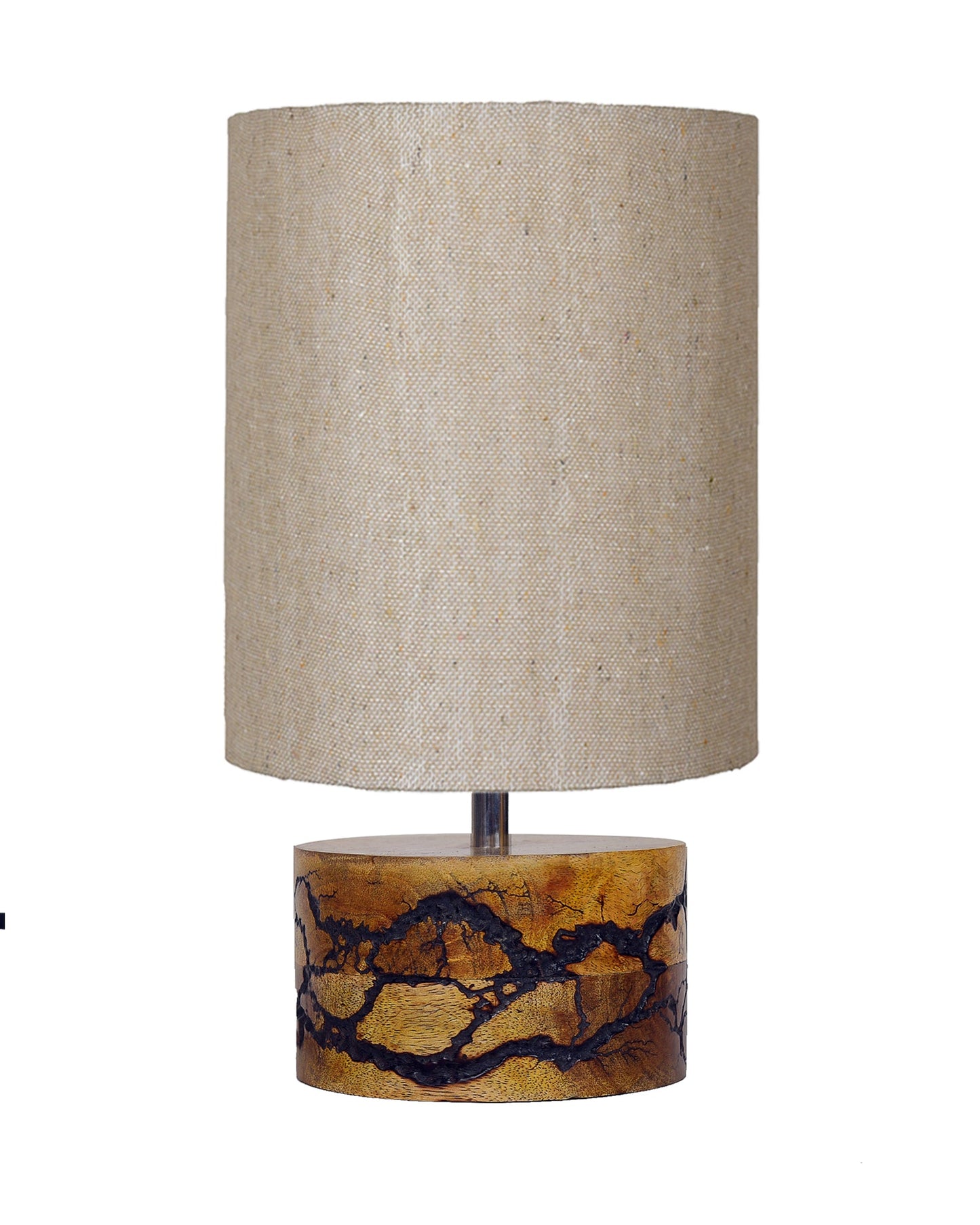 Classic Wood Lampshade Nightstand Lamps, Antique Base E27 Creative Bedside Lamps for Bedroom, Office, Gift, Shocker Fractal, Khadi