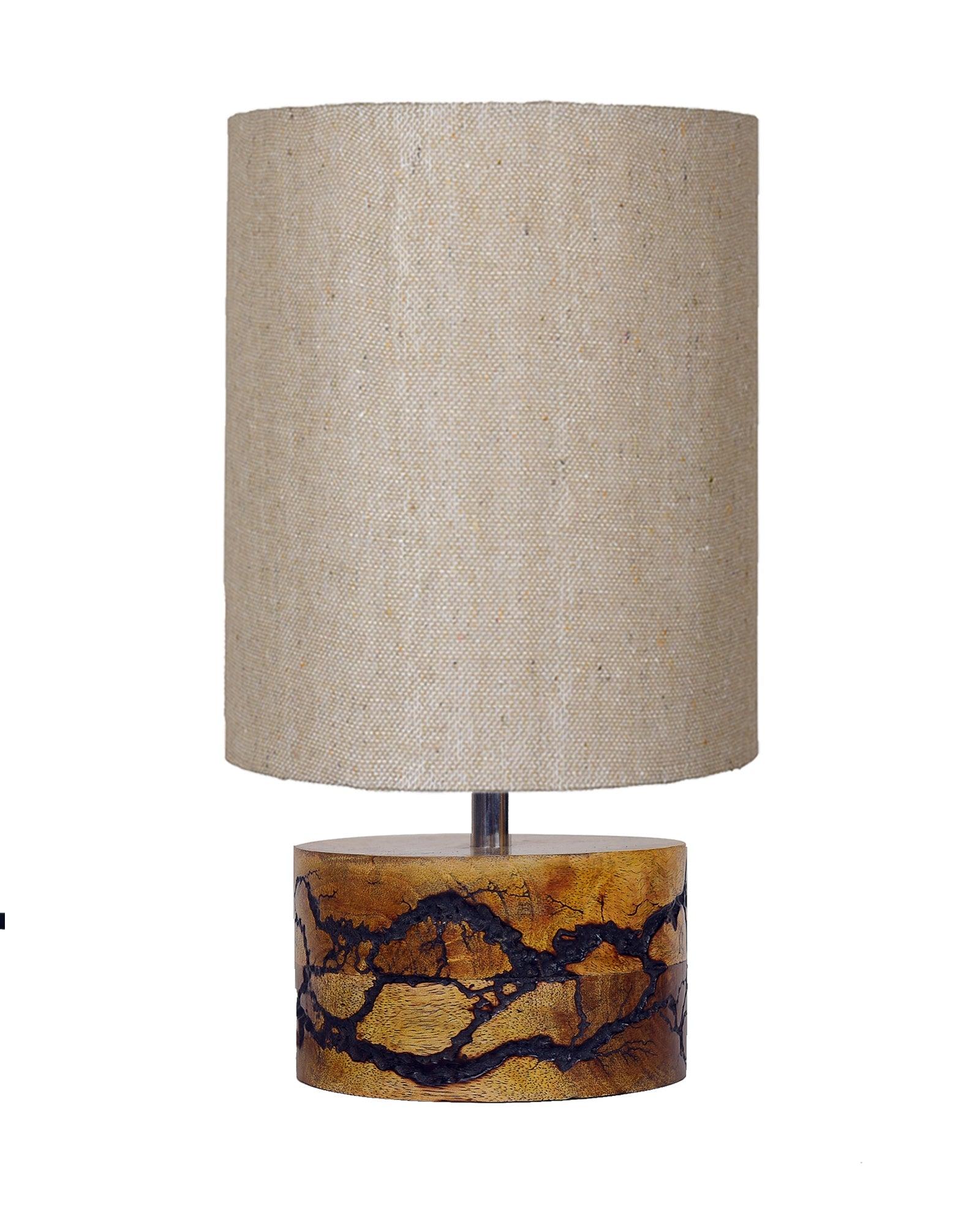 Classic Wood Lampshade Nightstand Lamps, Antique Base E27 Creative Bedside Lamps for Bedroom, Office, Gift, Shocker Fractal, Khadi