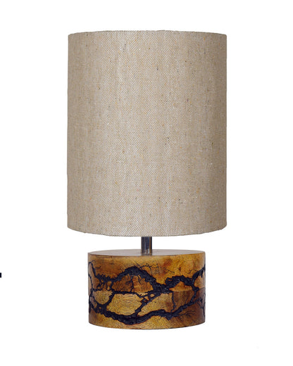 Classic Wood Lampshade Nightstand Lamps, Antique Base E27 Creative Bedside Lamps for Bedroom, Office, Gift, Shocker Fractal, Khadi