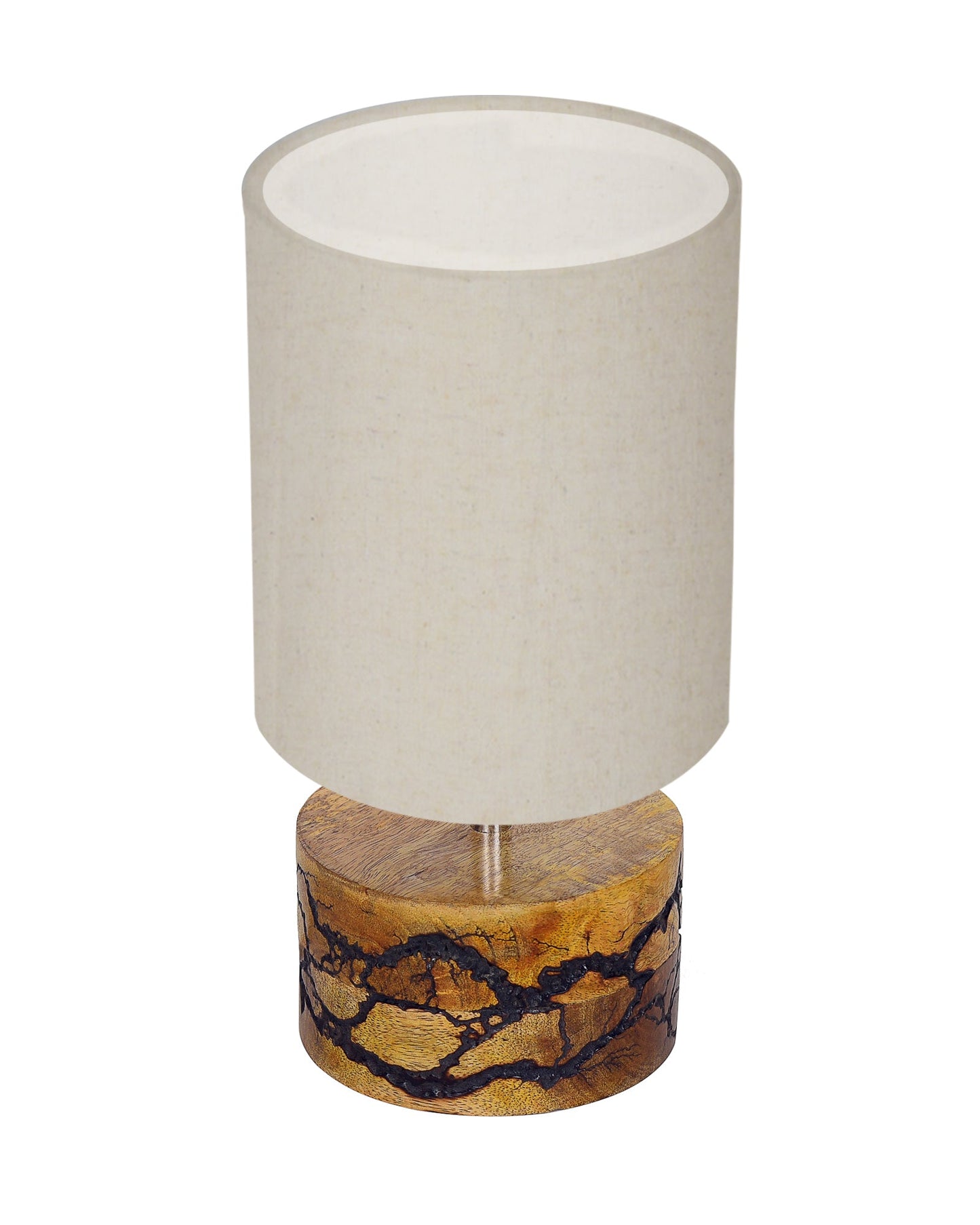 Classic Wood Lampshade Nightstand Lamps, Antique Base E27 Creative Bedside Lamps for Bedroom, Office, Gift, Shocker Fractal, Khadi