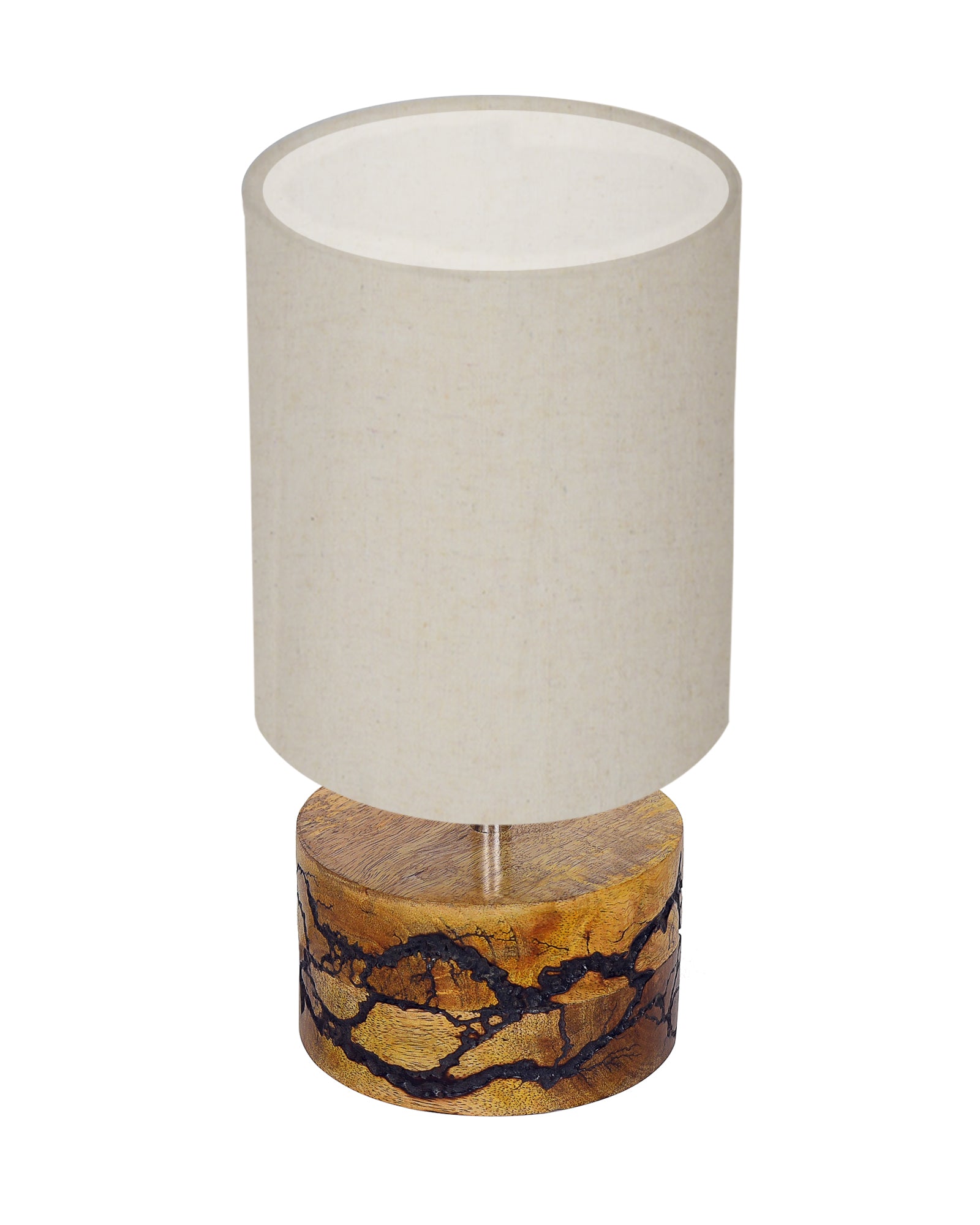 Classic Wood Lampshade Nightstand Lamps, Antique Base E27 Creative Bedside Lamps for Bedroom, Office, Gift, Shocker Fractal, Khadi