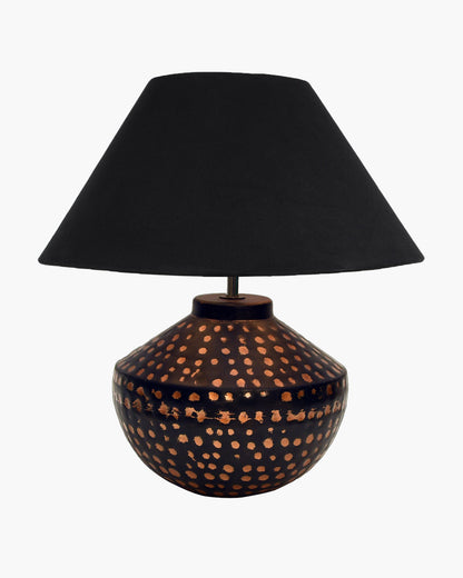 Buckhead Pitcher Modern Accent Table Lamp Warm Bronze Brown Sculptural Geometric Textured Urn Tapered Fabric Drum Shade Bedroom Living Room House Home Bedside Nightstand Office,