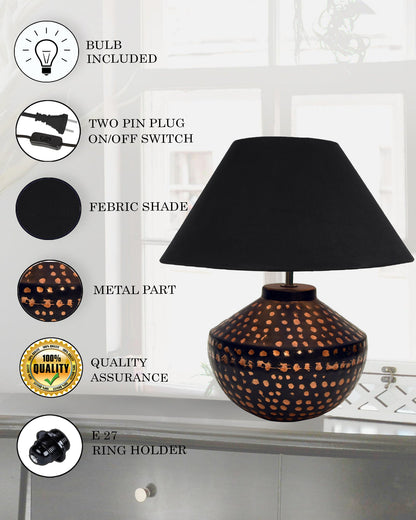 Buckhead Pitcher Modern Accent Table Lamp Warm Bronze Brown Sculptural Geometric Textured Urn Tapered Fabric Drum Shade Bedroom Living Room House Home Bedside Nightstand Office,