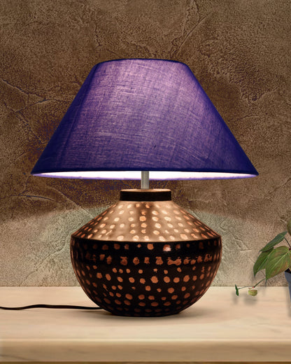Buckhead Pitcher Modern Accent Table Lamp Warm Bronze Brown Sculptural Geometric Textured Urn Tapered Fabric Drum Shade Bedroom Living Room House Home Bedside Nightstand Office,