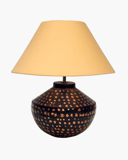 Buckhead Pitcher Modern Accent Table Lamp Warm Bronze Brown Sculptural Geometric Textured Urn Tapered Fabric Drum Shade Bedroom Living Room House Home Bedside Nightstand Office,