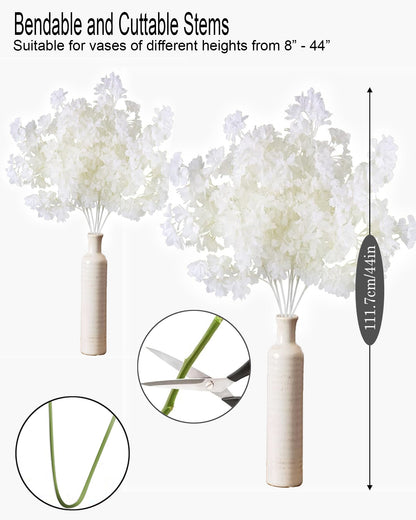 Artificial Long Cherry Blossom Branches Decor, 44 Inch Faux Cherry Blossom Flowers for Tall Floor Vase Wedding Home Decoration, Faux Pink for Dinner Table Centerpiece, set of 2 sticks, Champagne