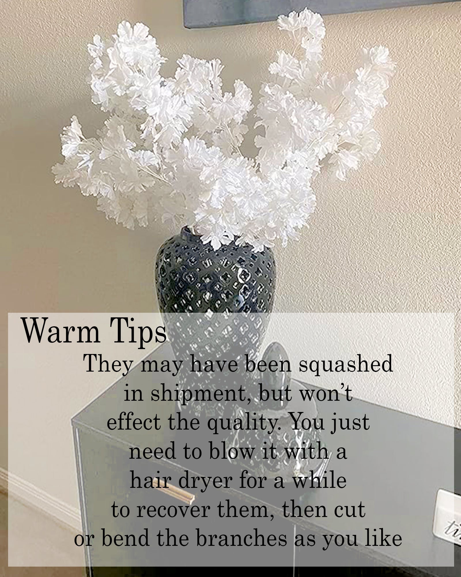 Artificial Long Cherry Blossom Branches Decor, 44 Inch Faux Cherry Blossom Flowers for Tall Floor Vase Wedding Home Decoration, Faux Pink for Dinner Table Centerpiece, set of 2 sticks, Champagne