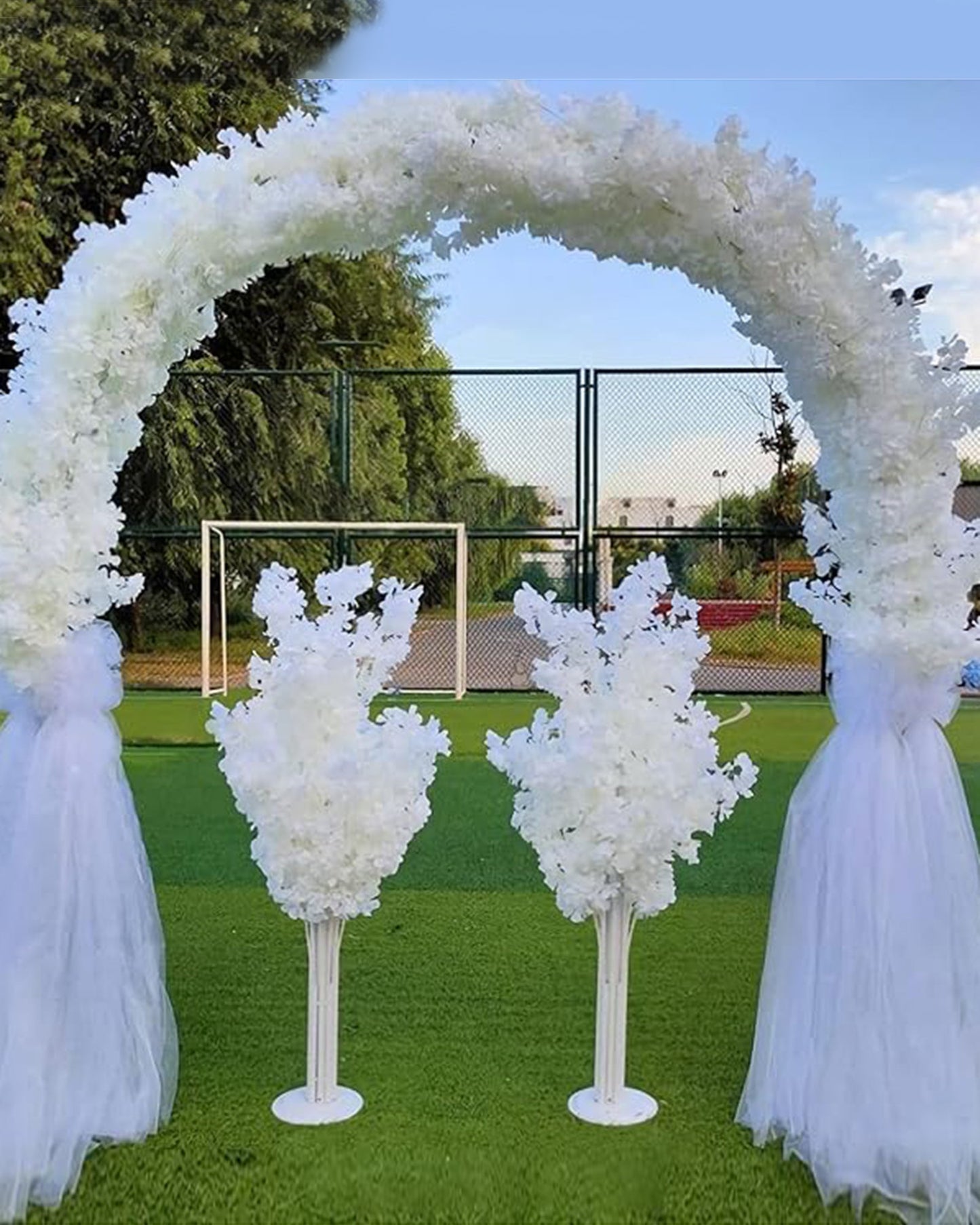 Artificial Long Cherry Blossom Branches Decor, 44 Inch Faux Cherry Blossom Flowers for Tall Floor Vase Wedding Home Decoration, Faux Pink for Dinner Table Centerpiece, set of 2 sticks, Champagne