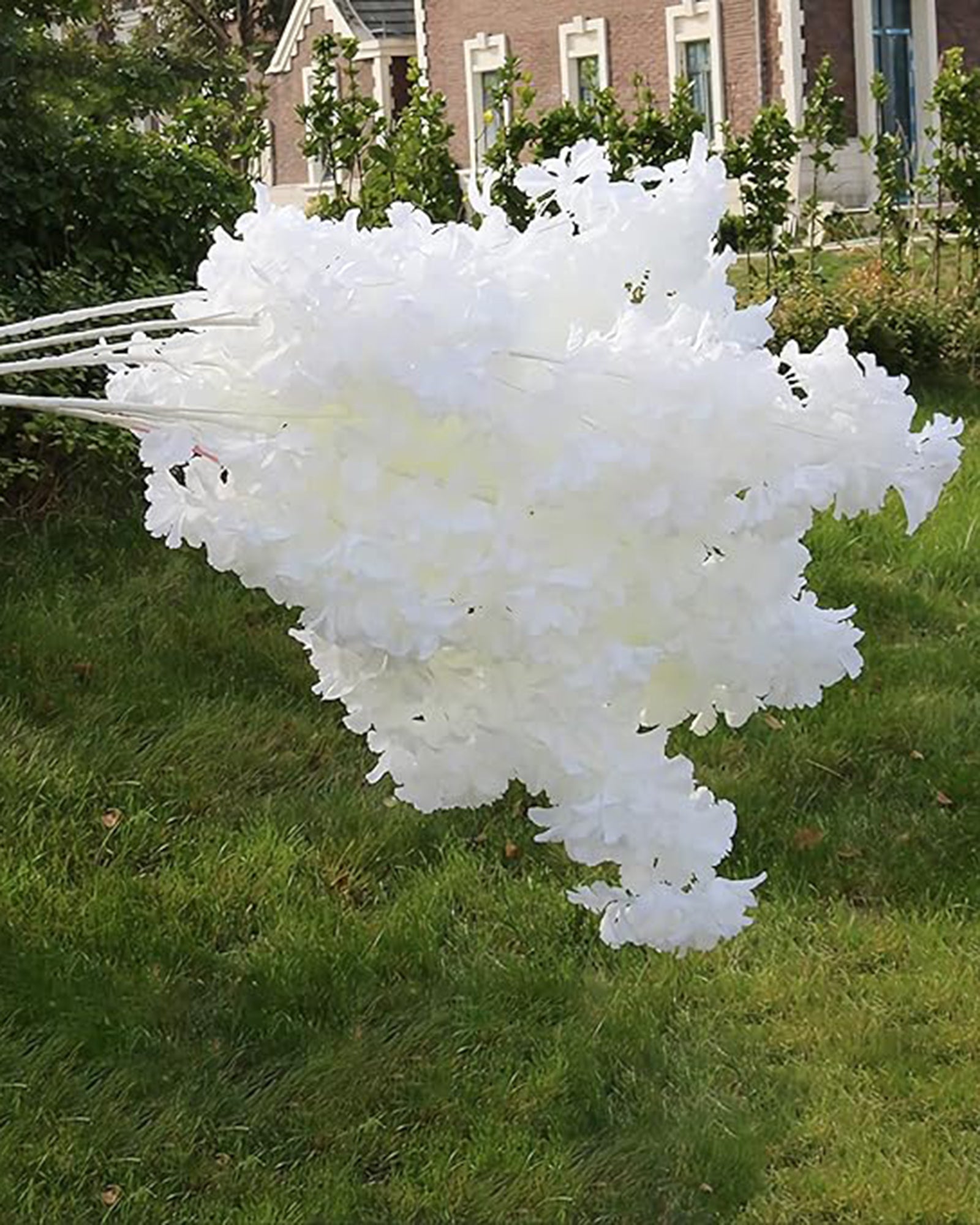 Artificial Long Cherry Blossom Branches Decor, 44 Inch Faux Cherry Blossom Flowers for Tall Floor Vase Wedding Home Decoration, Faux Pink for Dinner Table Centerpiece, set of 2 sticks, Champagne