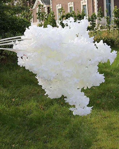 Artificial Long Cherry Blossom Branches Decor, 44 Inch Faux Cherry Blossom Flowers for Tall Floor Vase Wedding Home Decoration, Faux Pink for Dinner Table Centerpiece, set of 2 sticks, Champagne