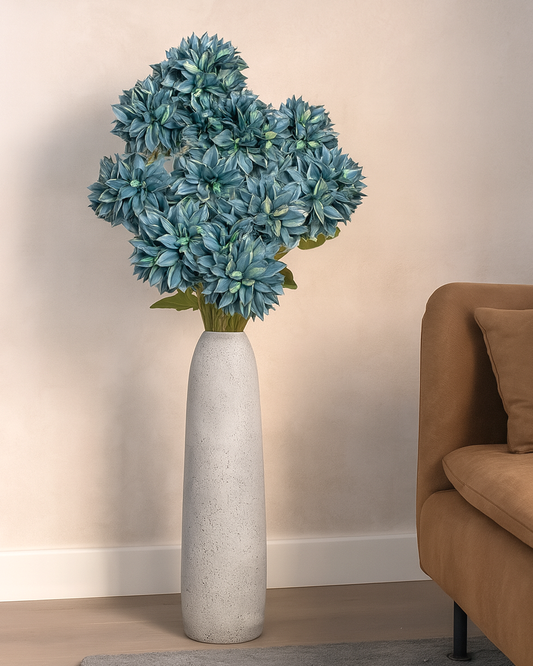 Artificial Long Chrysanthemum  Flower Branches Decor, 26 Inch Faux Large three Dahalia Flowers for Tall Floor Vase Wedding Home Decoration, Synthetic for Dinner Table Centerpiece, set of 2 sticks, Vine Red