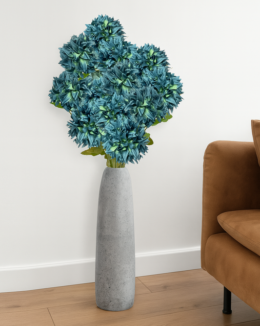 Artificial Long Chrysanthemum  Flower Branches Decor, 26 Inch Faux Large three Dahalia Flowers for Tall Floor Vase Wedding Home Decoration, Synthetic for Dinner Table Centerpiece, set of 2 sticks, Vine Red