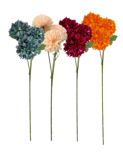Artificial Long Chrysanthemum  Flower Branches Decor, 26 Inch Faux Large three Dahalia Flowers for Tall Floor Vase Wedding Home Decoration, Synthetic for Dinner Table Centerpiece, set of 2 sticks, Vine Red