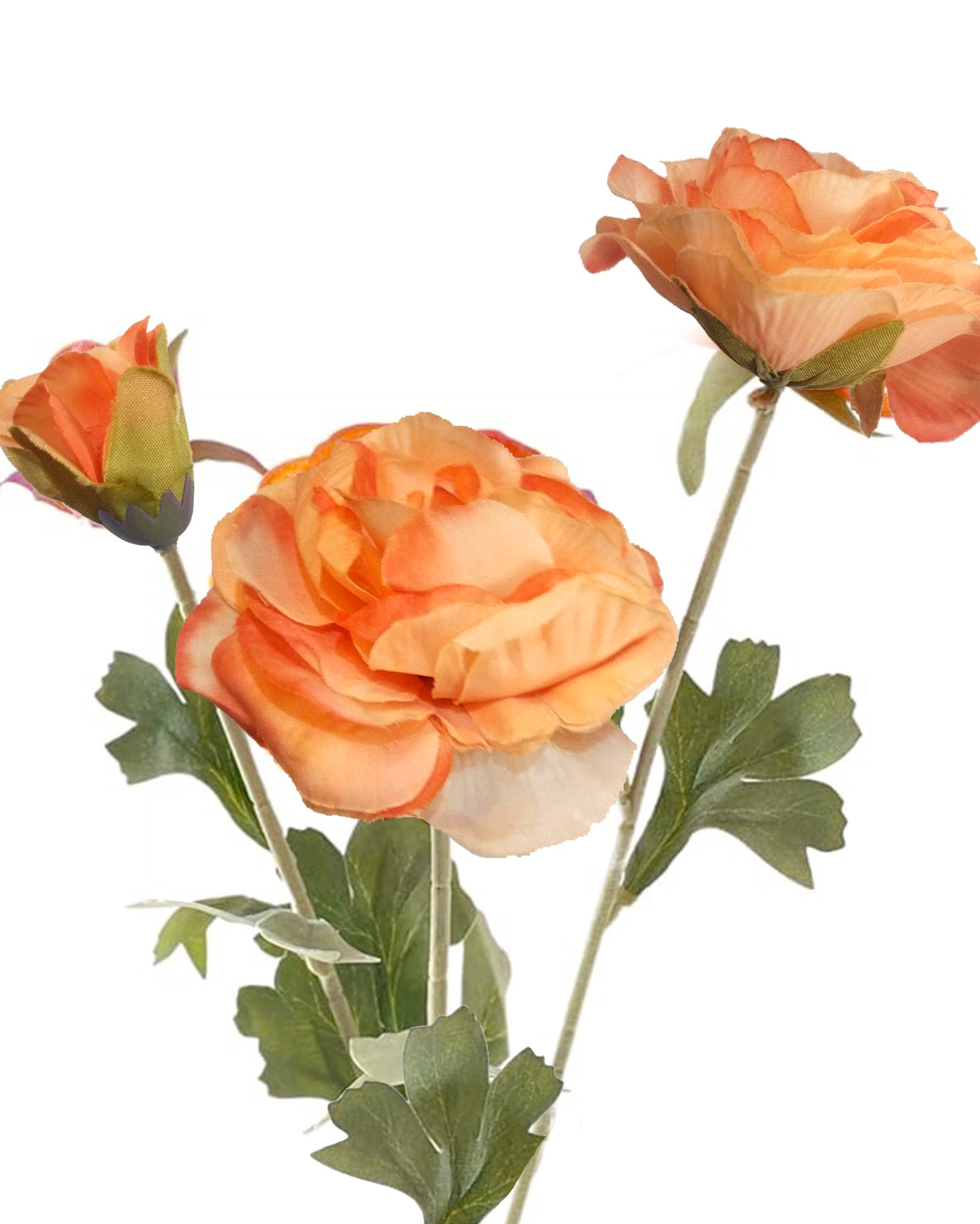 Artificial Faux Fake Flowers Real-Touch Rose Long Stem with Two Head one Buds for Home Kitchen Table Centerpiece Wedding Engagement Office Decorations Valentine’s Day Birthday Gifts, 3 sticks, Orange