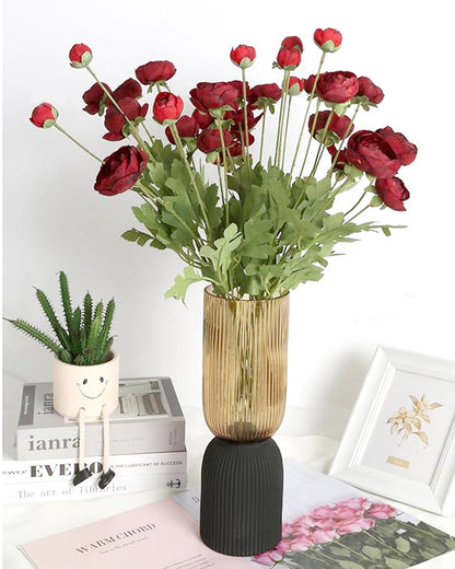 Artificial Faux Fake Flowers Real-Touch Rose Long Stem with Two Head one Buds for Home Kitchen Table Centerpiece Wedding Engagement Office Decorations Valentine’s Day Birthday Gifts, 3 sticks, Orange