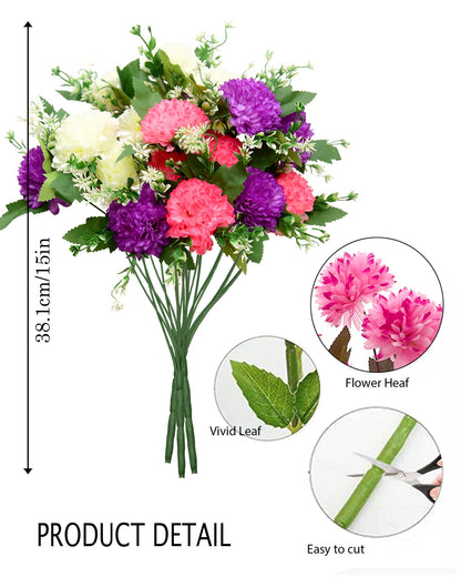 Artificial Chrysanthemum Ball Flowers 14 flowers, 2 sticks Faux Mums Fake Silk Flowers for Bridal Wedding Centerpieces Arrangements Party Home Garden DIY Decor, Pink