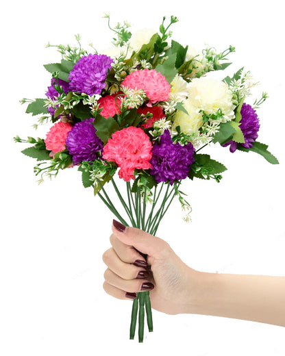 Artificial Chrysanthemum Ball Flowers 14 flowers, 2 sticks Faux Mums Fake Silk Flowers for Bridal Wedding Centerpieces Arrangements Party Home Garden DIY Decor, Pink