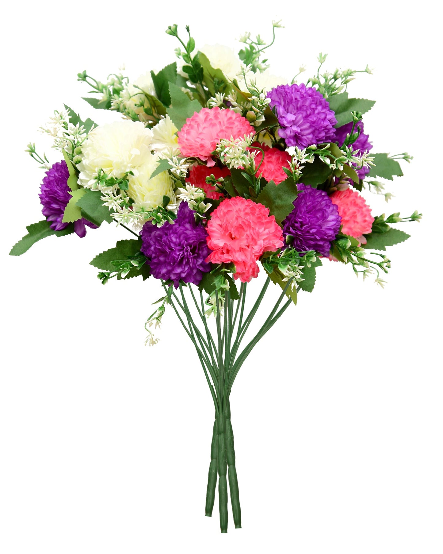 Artificial Chrysanthemum Ball Flowers 14 flowers, 2 sticks Faux Mums Fake Silk Flowers for Bridal Wedding Centerpieces Arrangements Party Home Garden DIY Decor, Pink