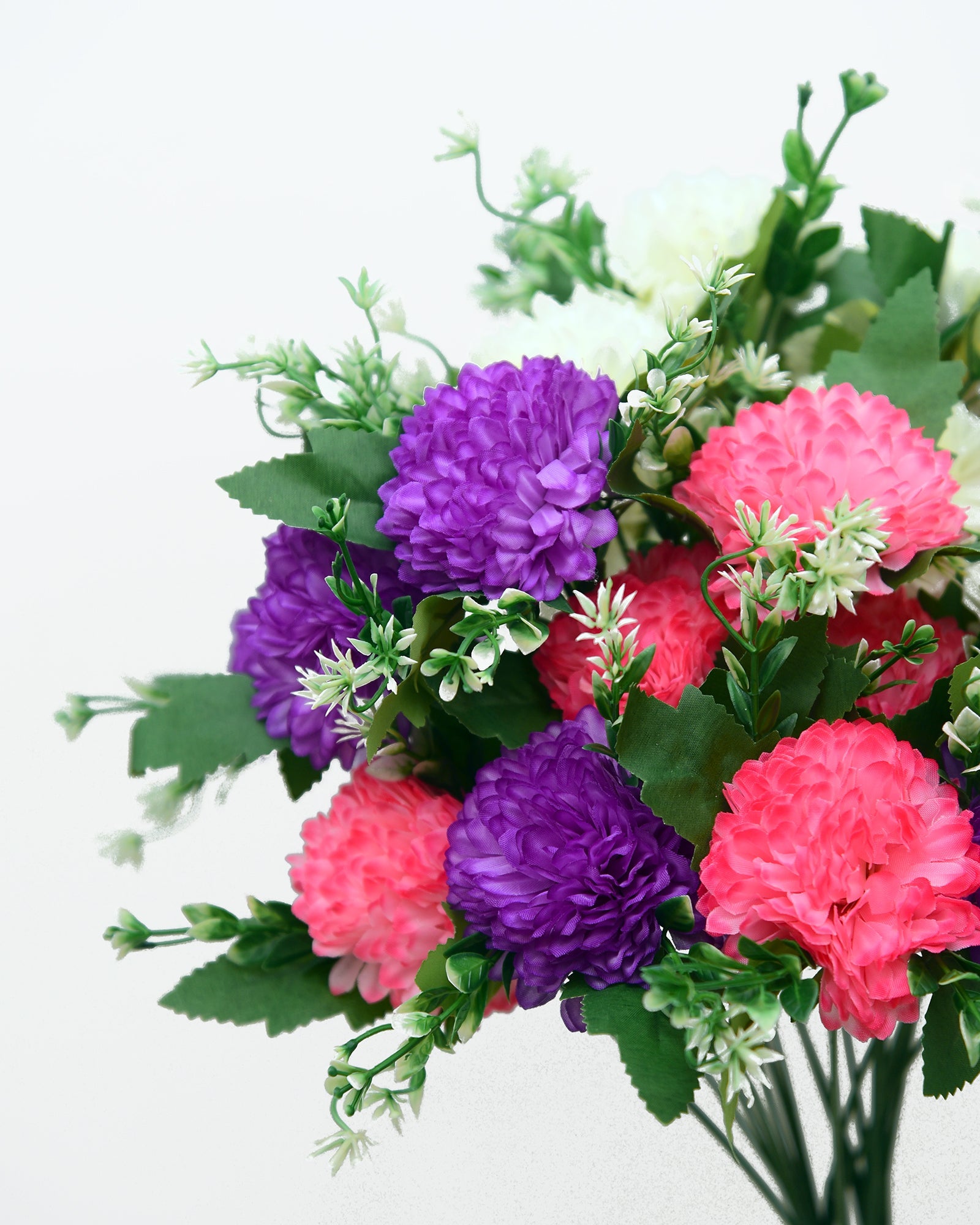 Artificial Chrysanthemum Ball Flowers 14 flowers, 2 sticks Faux Mums Fake Silk Flowers for Bridal Wedding Centerpieces Arrangements Party Home Garden DIY Decor, Pink