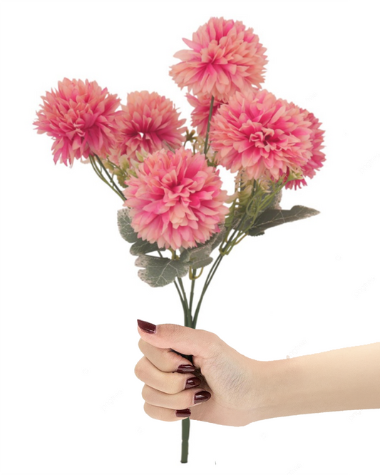 Artificial Chrysanthemum Ball Flowers 14 flowers, 2 sticks Faux Mums Fake Silk Flowers for Bridal Wedding Centerpieces Arrangements Party Home Garden DIY Decor, Pink