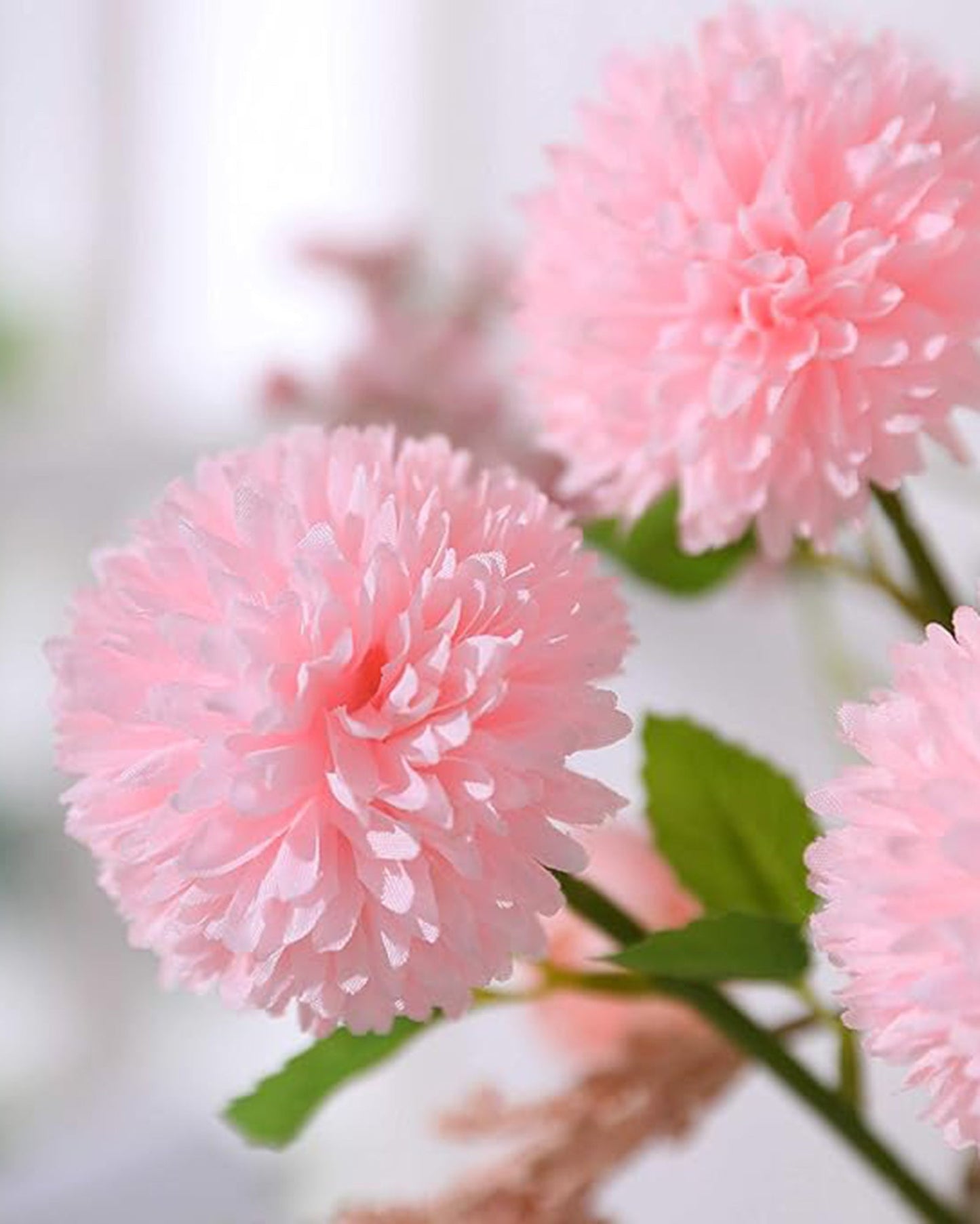 Artificial Chrysanthemum Ball Flowers 14 flowers, 2 sticks Faux Mums Fake Silk Flowers for Bridal Wedding Centerpieces Arrangements Party Home Garden DIY Decor, Pink
