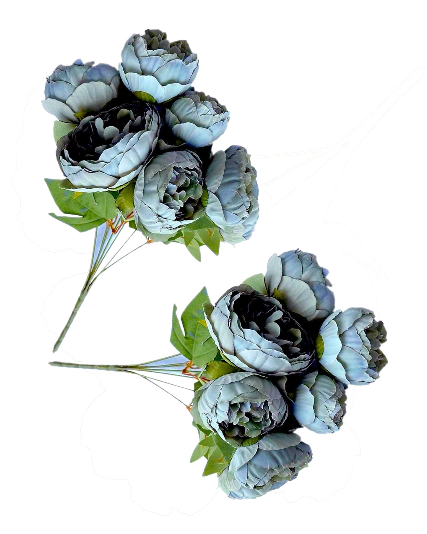 Artificial Flowers Peony Bouquet Silk Rose Vase for Home Decor Garden Wedding Decorative Fake Plants Christmas Garland Material, 12 Flowers, 2 Sticks, Champagne